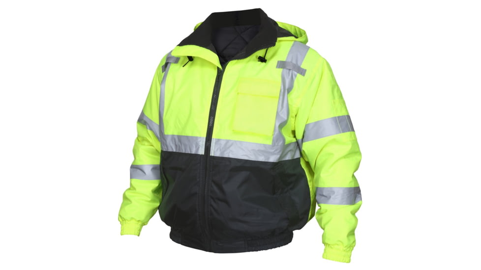 MCR Safety Two Tone Value Quilted Rain Jacket with Silver Reflective Stripes, ANSI 107 Class 3, Fluorescent Lime, S, VBBQCL3LS