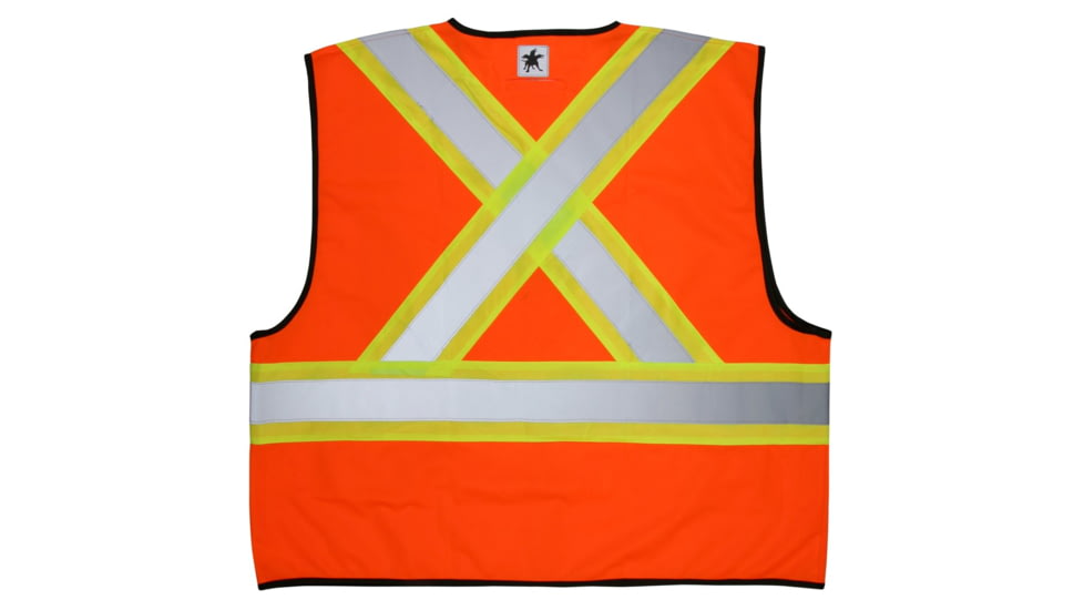 MCR Safety VWCCS2OX4 Hi Vis Reflective Safety Vest, ANSI Type R Class 2, 4in Silver Stripes, Zipper Front Closure, Fluorescent Lime, 4X, VWCCS2OX4