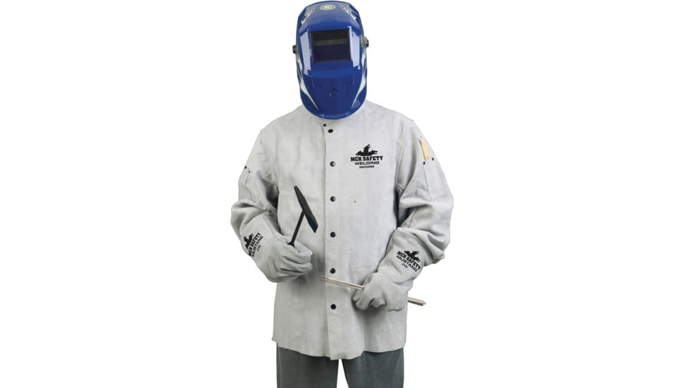 MCR Safety Welding Jacket, 30in with 3 Pockets, Gray, M, 38030MWM
