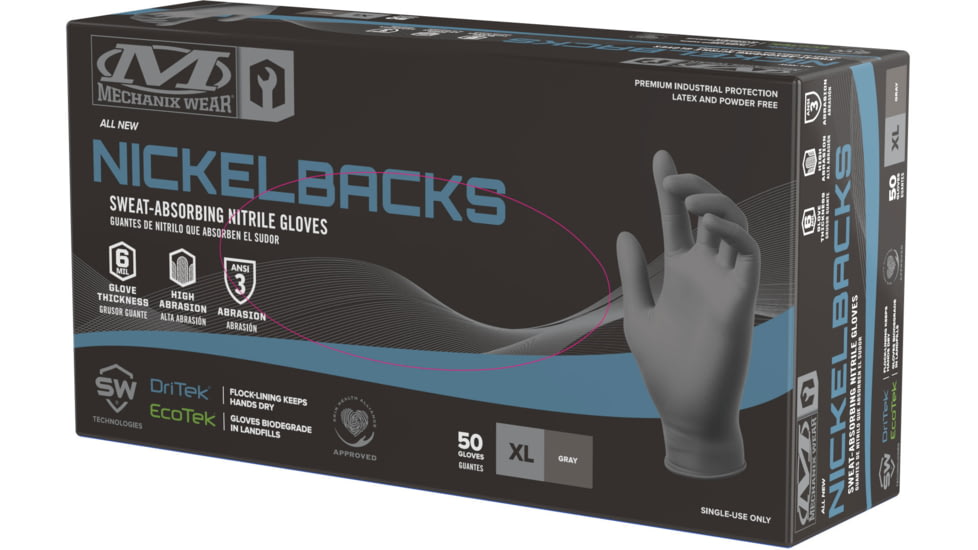 Mechanix Wear 50 CT Nitrile 6 Mil MiniMan Gloves - Mens, Grey, Large, D07-08-010-050