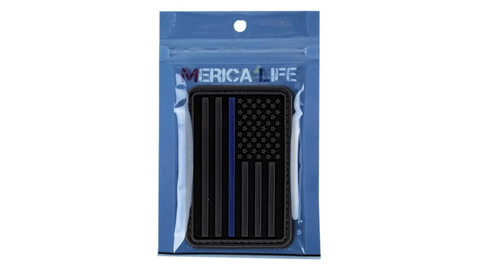 Merica Life 3D US Flag Forward - Thin Blue Line Patch, Gray, 3 x 2, 3D-USFLAG-GREY-TBL