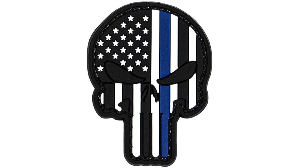 Merica Life Punisher US Flag with Thin Blue Line Patch, 1.74 x 2.25, PUNISHER-USFLAG-TBL
