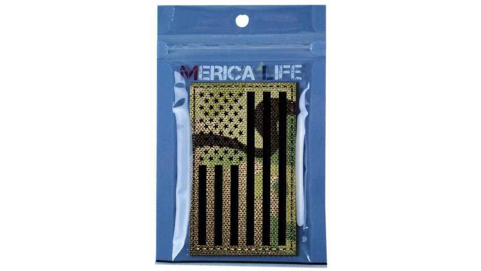 Merica Life Reflective Fabric US Flag Reverse Patch, Multi-Cam, 3 x 2in, REF-MC-FLAG-REV