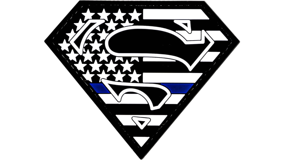 Merica Life SMan Shield PVC Patch with Thin Blue Line, 3.5 x 3, SMAN-USFLAG-SHIELD-GREY