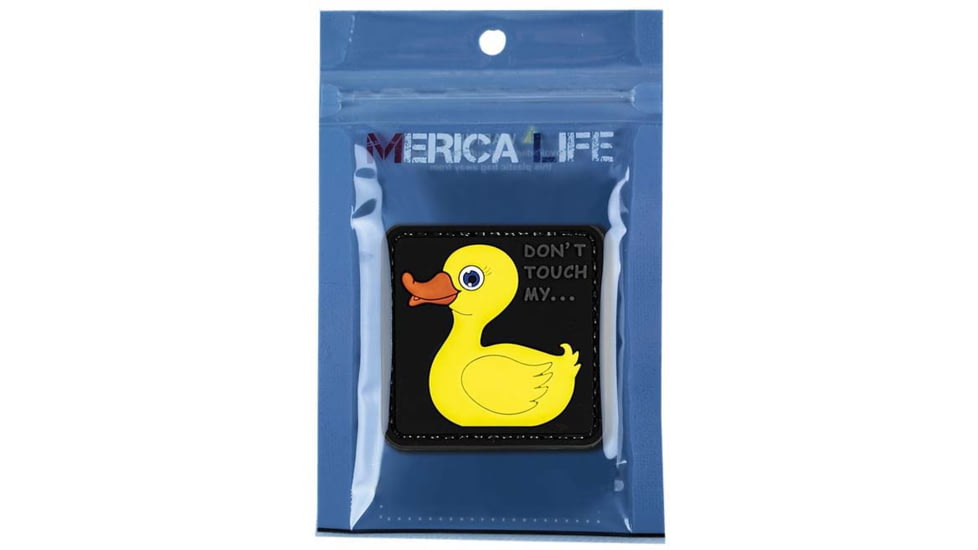 Merica Life Tactical Rubber Duck, Dont Touch My Duck PVC Patch, Gray/Yellow, 2.2 x 2.2, DTMD