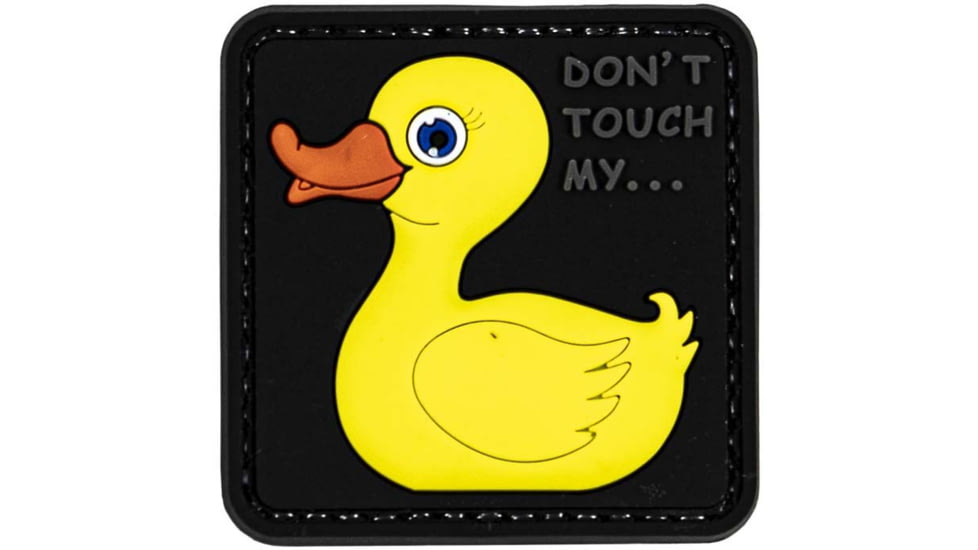 Merica Life Tactical Rubber Duck, Dont Touch My Duck PVC Patch, Gray/Yellow, 2.2 x 2.2, DTMD