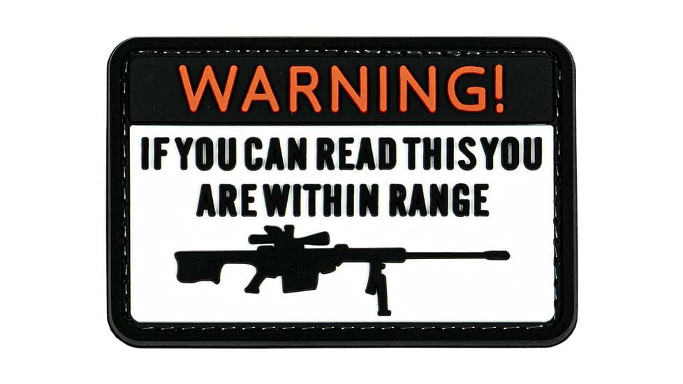 Merica Life Warning. If You Can Read This You are Within Range PVC Patch, White, 3 x 2, W-IYCRT