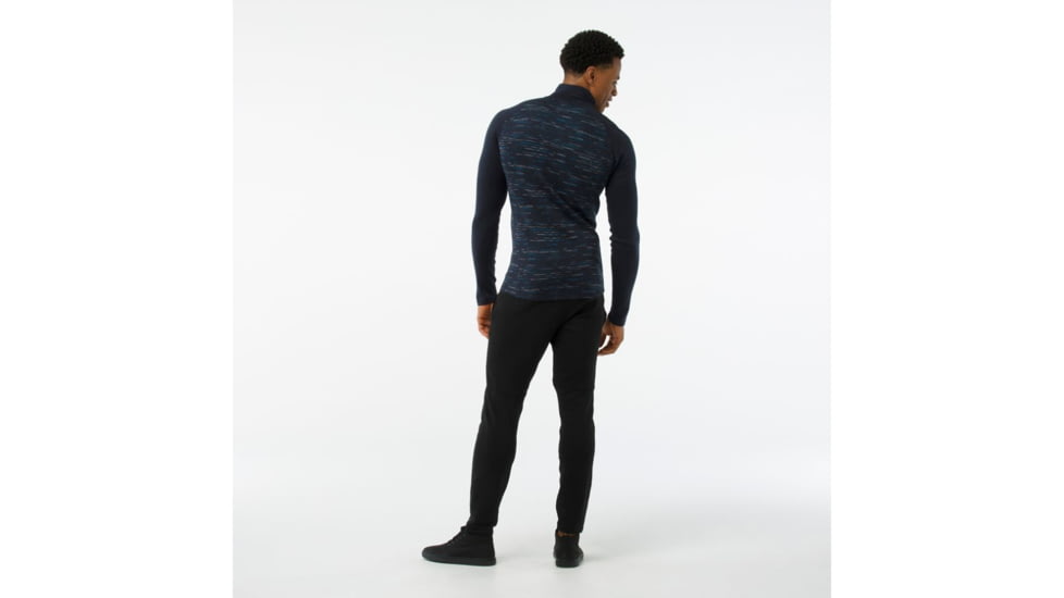 Smartwool Merino 250 Baselayer Pattern 1/4 Zip-Men's, Deep Navy-Bright Cobalt, Extra Large, SW0NP616A40-XL