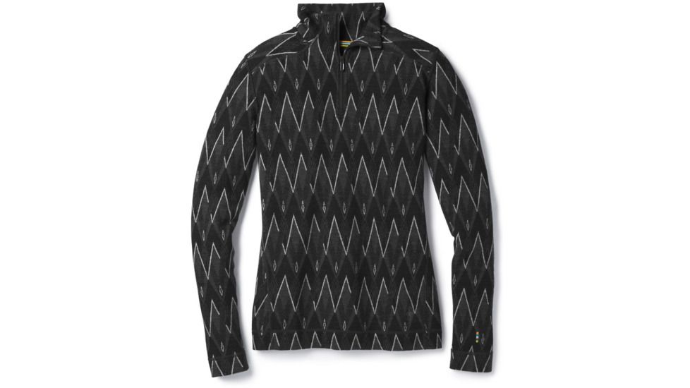 Smartwool Merino 250 Baselayer Pattern 1/4 Zip-Women's, Black-Charcoal H, Extra Small, SW0NP222A41-XS