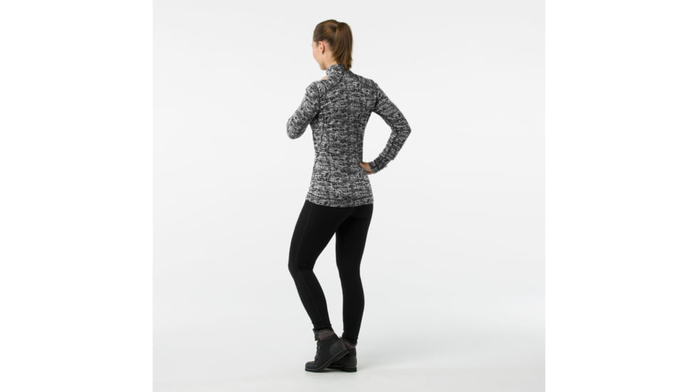 Smartwool Merino 250 Baselayer Pattern 1/4 Zip-Women's, Black-Moonbeam Heather, Extra Small, SW0NP222A51-XS