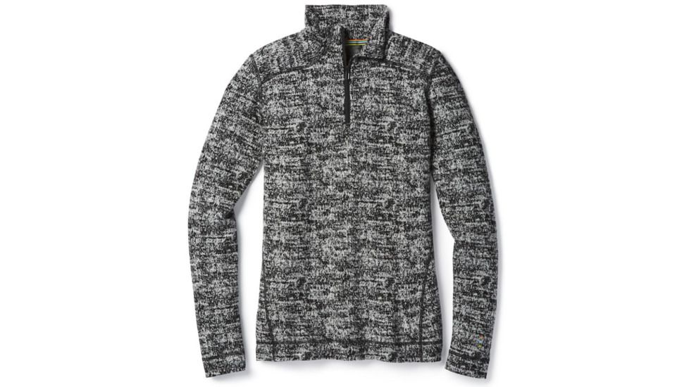 Smartwool Merino 250 Baselayer Pattern 1/4 Zip-Women's, Black-Moonbeam Heather, Extra Small, SW0NP222A51-XS