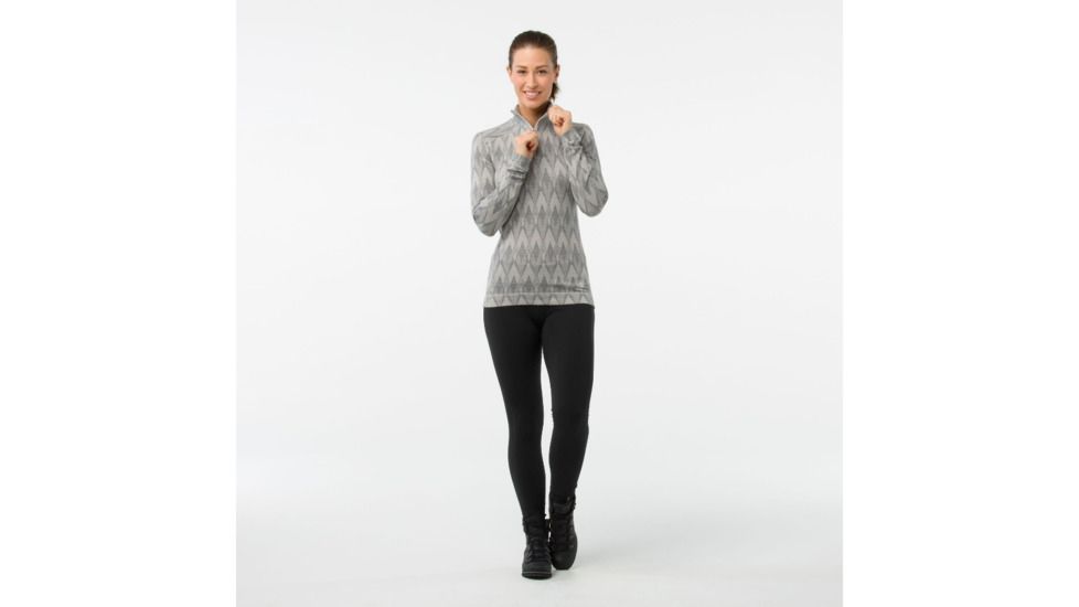 Smartwool Merino 250 Baselayer Pattern 1/4 Zip-Women's, Light Gray-Moonbeam Heather, Large, SW0NP222A42-L