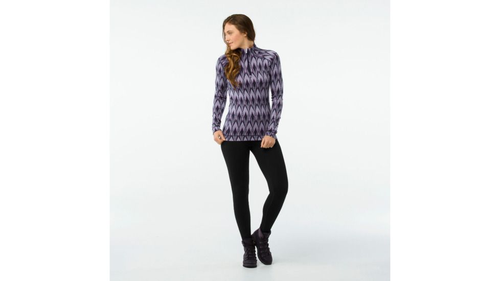 Smartwool Merino 250 Baselayer Pattern 1/4 Zip-Women's, Purple Mist, Extra Small, SW0NP222A26-XS