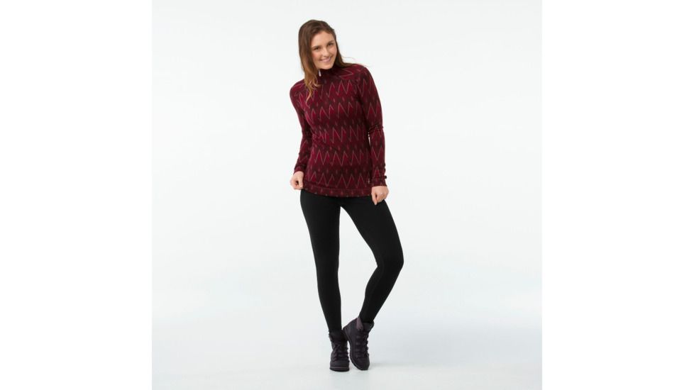 Smartwool Merino 250 Baselayer Pattern 1/4 Zip-Women's, Tibetan Red, Large, SW0NP222A25-L