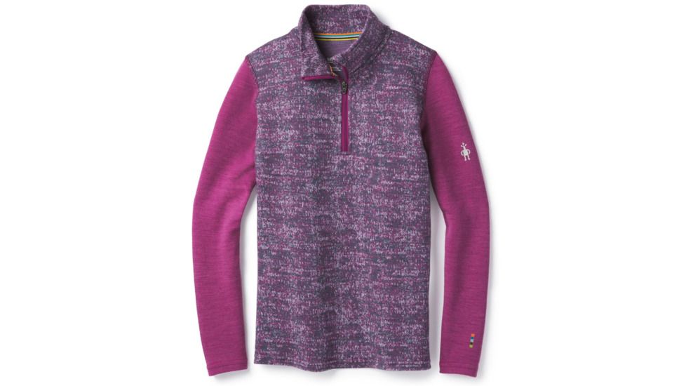 Smartwool Merino 250 Baselayer Pattern Zip T-Boy's, Meadow Mauve, Extra Small, SW016123A22-XS