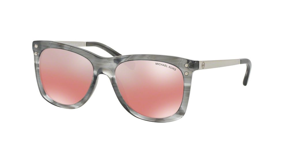 Michael Kors LEX MK2046 Sunglasses 32376A-54 - Grey Floral Frame, Red Silver Flash Lenses