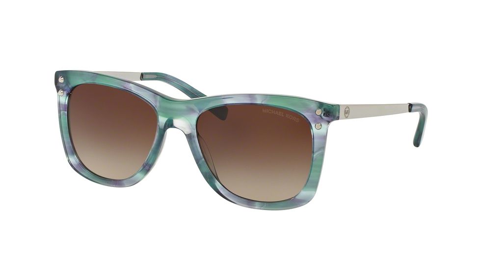 Michael Kors LEX MK2046 Sunglasses 323848-54 - Teal Floral Frame, Brown Blue Gradient Lenses
