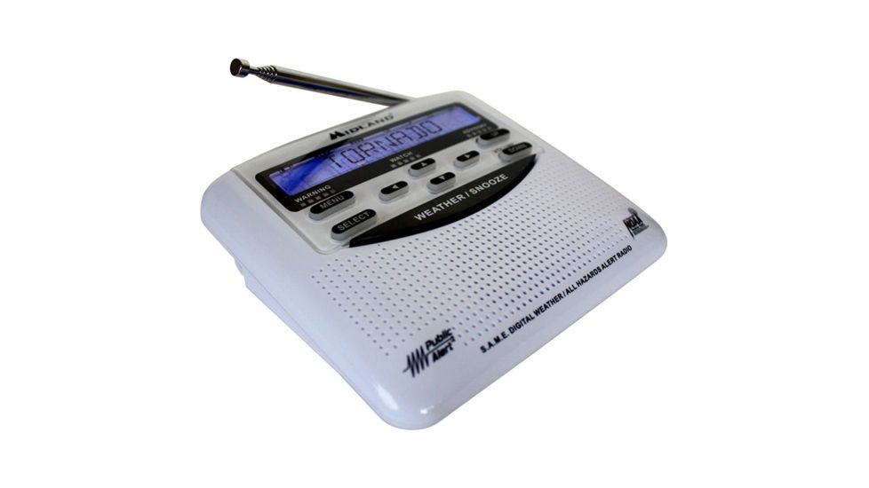 Midland Radio Midland Weather And All Hazard Public Alert Certified Radio Clam Packaging, White WR120C