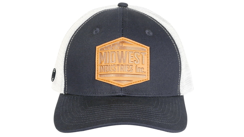Midwest Industries USA Leather Patch Hat, Navy/White, MI-HAT-USALEATHPATCH-OS