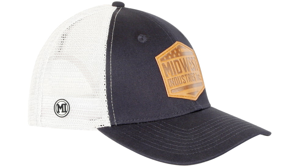 Midwest Industries USA Leather Patch Hat, Navy/White, MI-HAT-USALEATHPATCH-OS