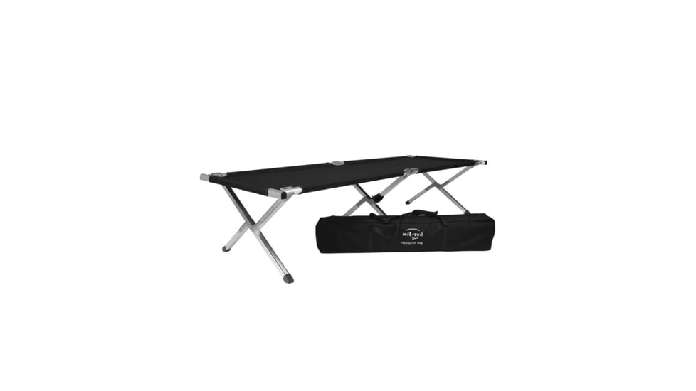 MIL-TEC Aluminum Folding Cot w/ Bag, Black, 75 x 25.5 x 16.5, 14402002