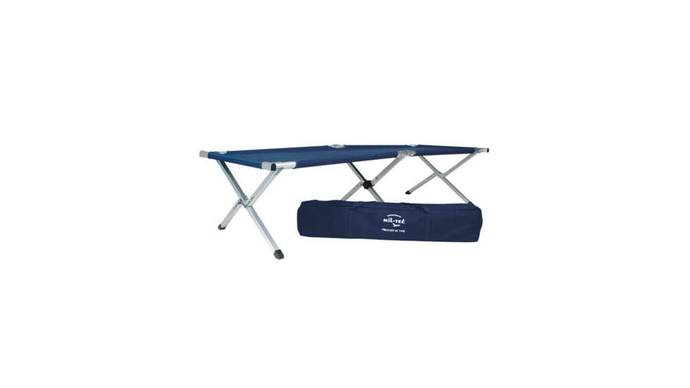 MIL-TEC Aluminum Folding Cot w/ Bag, Dark Blue, 75 x 25.5 x 16.5, 14402003