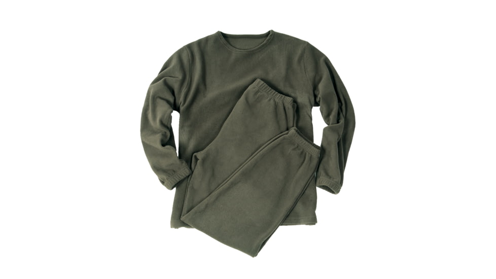 MIL-TEC Round Neck Fleece Underwear Set - Mens, Olive Drab, Extra Large, 11221001-905