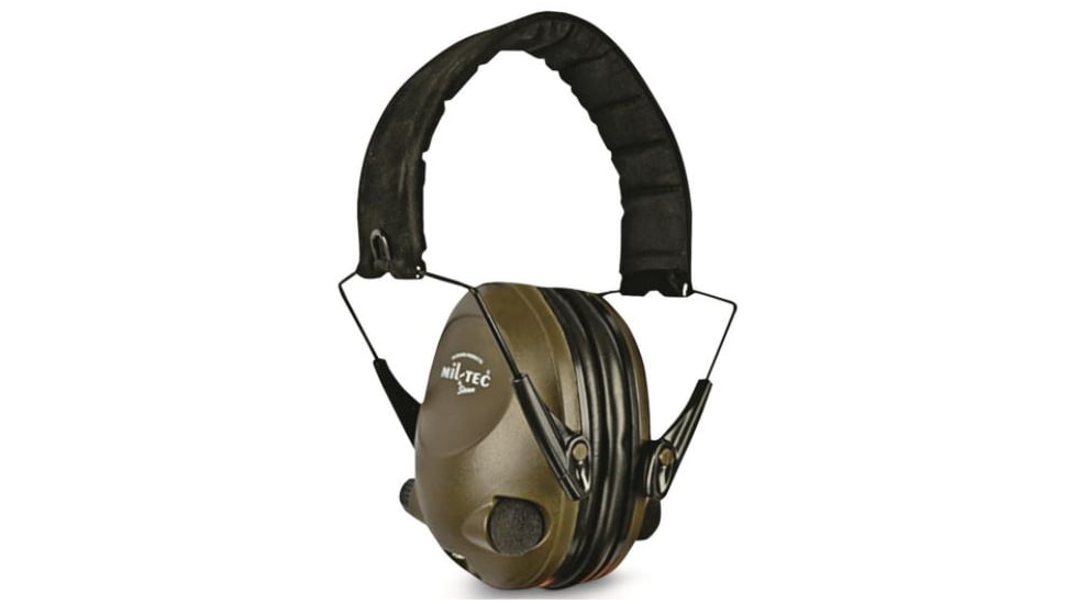 MIL-TEC Electronic Ear Defenders, Olive Drab, Adjustable, 16243001