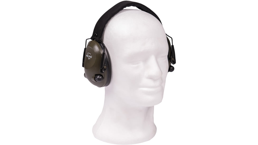 MIL-TEC Electronic Ear Defenders, Olive Drab, Adjustable, 16243001