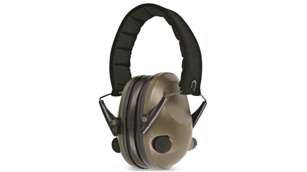 MIL-TEC Electronic Ear Defenders, Olive Drab, Adjustable, 16243001