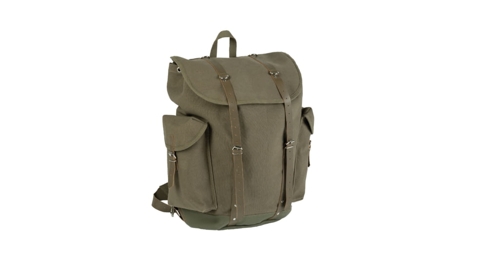MIL-TEC Small Mountain Rucksack W/ Leather Straps, OD Green, 30L, 14016101