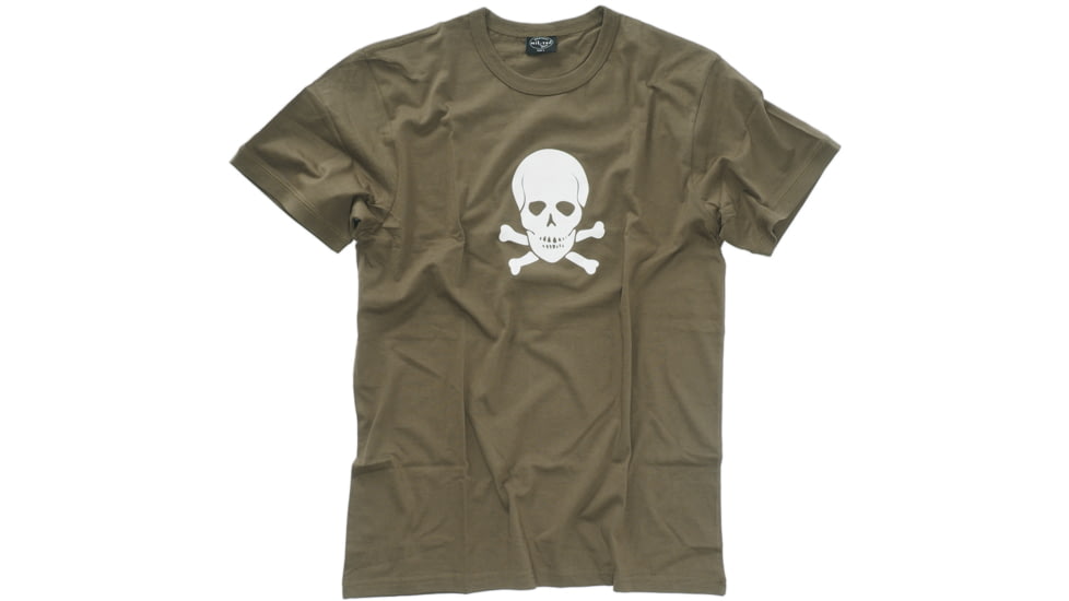 MIL-TEC Skull Print T-Shirt - Men's, OD Green, Medium, 11064001-903