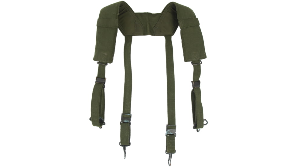 Military Surplus Belgium M56 Cotton Field Suspenders Used, Olive Drab, Adjustable, 91351610