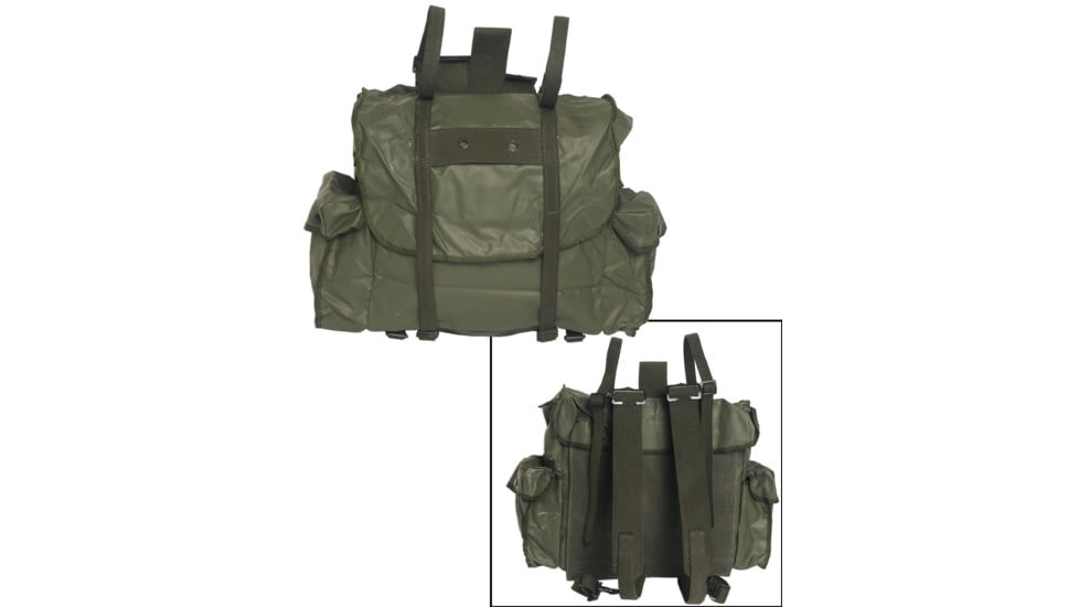 Military Surplus Belgium Vinyl Rucksack Used, Olive Drab, Small, 91403510