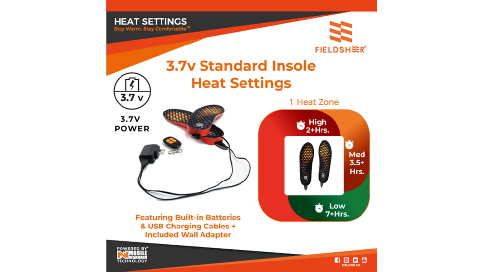 Mobile Warming Standard Heated Insoles, Black, Medium, MWUS08010320