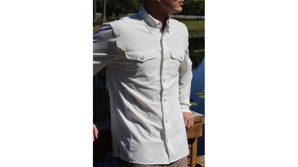 Mojo Sportswear Company Mr. Cool Ultimate Technical Fishing Shirt Long Sleeve - Mens, White Caps, Large, WHTCP - L - MCUTFSHTLS