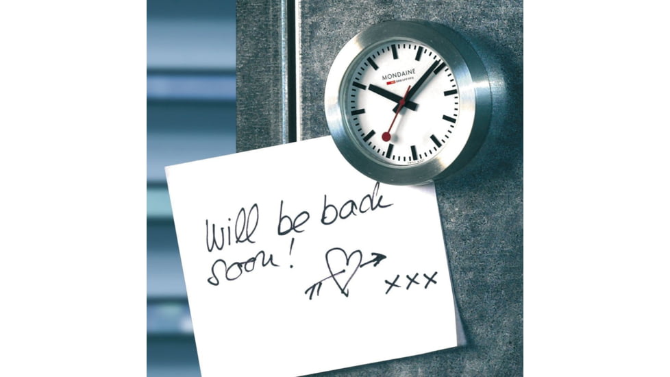 Mondaine Magnet Table/Kitchen Clock, Silver, 50mm, A660.30318.81SBB