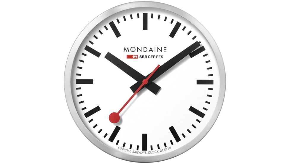Mondaine Offical Swiss 40cm Railway Wall Clock, Silver, 25cm, A995.CLOCK.16SBB
