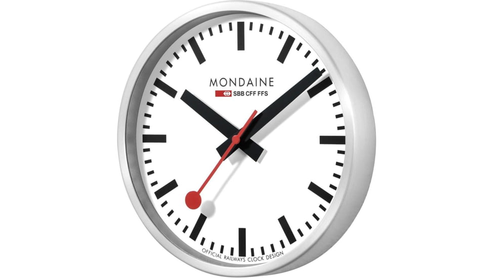 Mondaine Offical Swiss 40cm Railway Wall Clock, Silver, 25cm, A995.CLOCK.16SBB