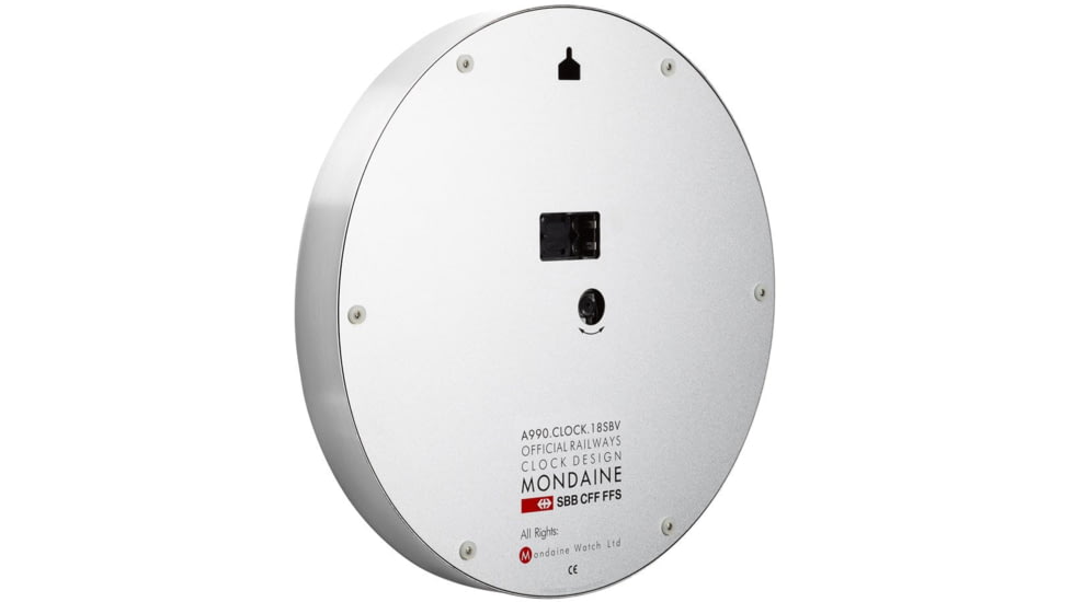 Mondaine Official Swiss Railway Clock w/Sweeping Hand, Silver, 25cm, A990.CLOCK.18SBV