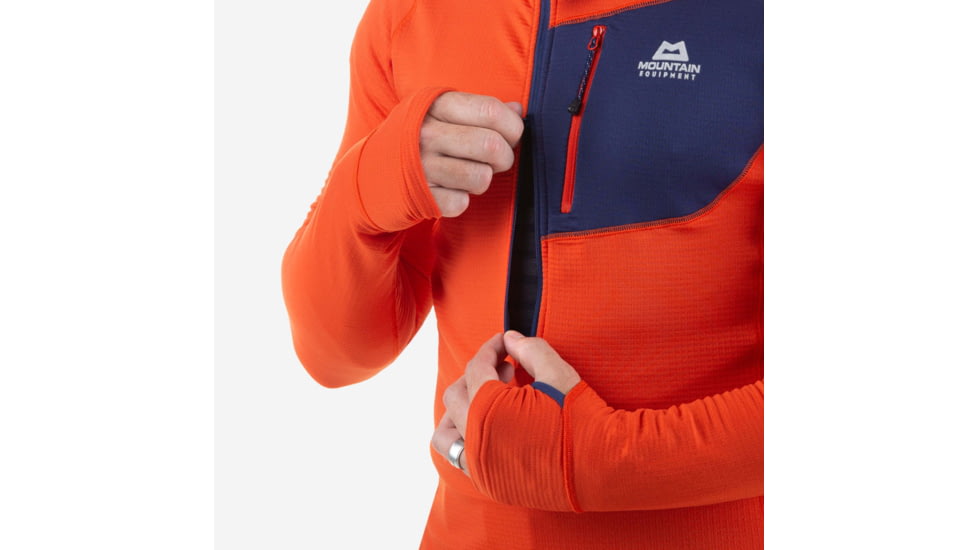 Mountain Equipment Eclipse Hooded Zip Tee - Mens, Magma/Medieval, Small, ME-005727-S-Ma-Me