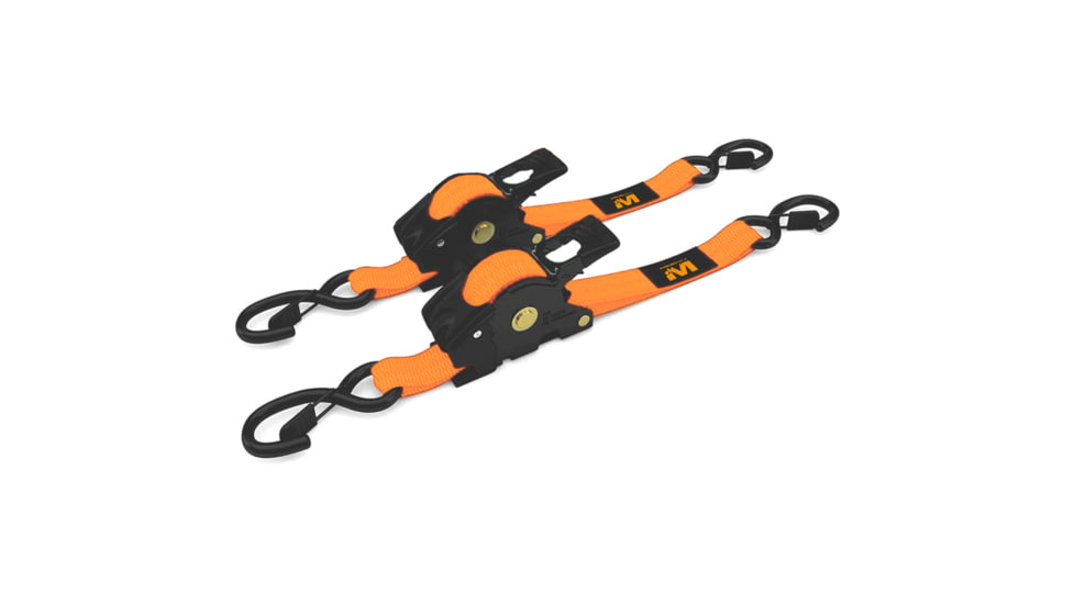 Muddy Retractable Ratchet Straps, 1in x 10ft, Orange, 2 Pack, 1408827