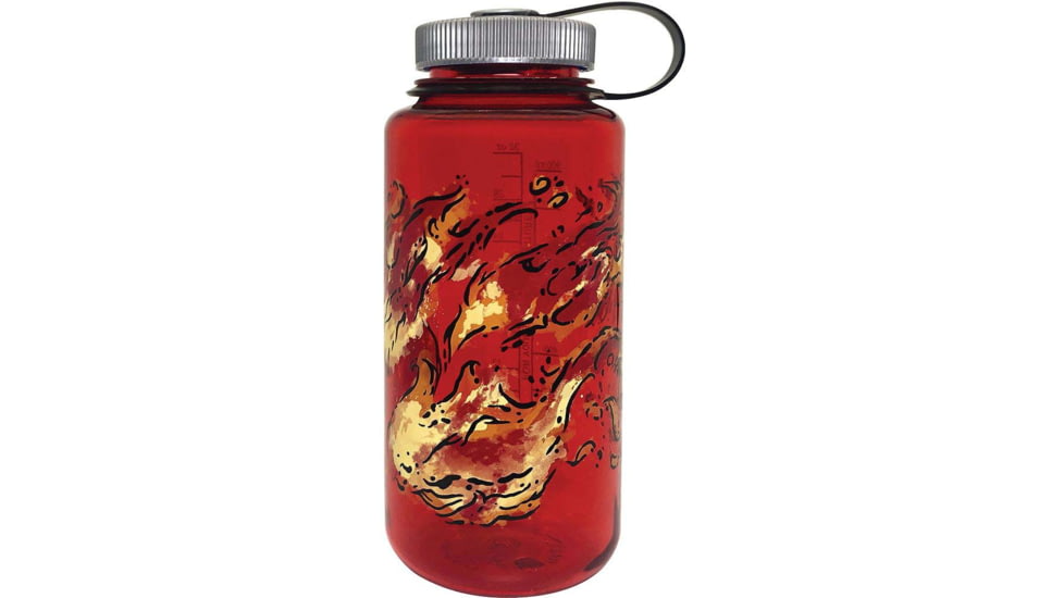 Nalgene Elements Watter Bottle Wide Mouth, 1 Quart, 32oz, Red/Fire, 682019-0143