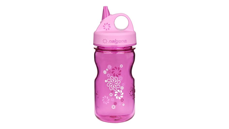 Nalgene Grip-N-Gulp Kids Water Bottle, Pink With Wheels Art 703122