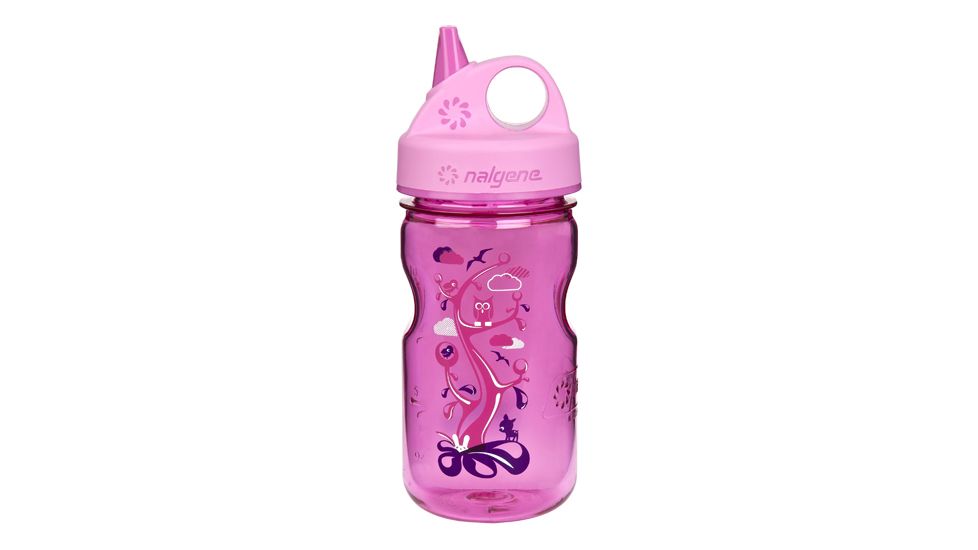 Nalgene Grip-N-Gulp Kids Water Bottle, Pink With Woodland Art 703118
