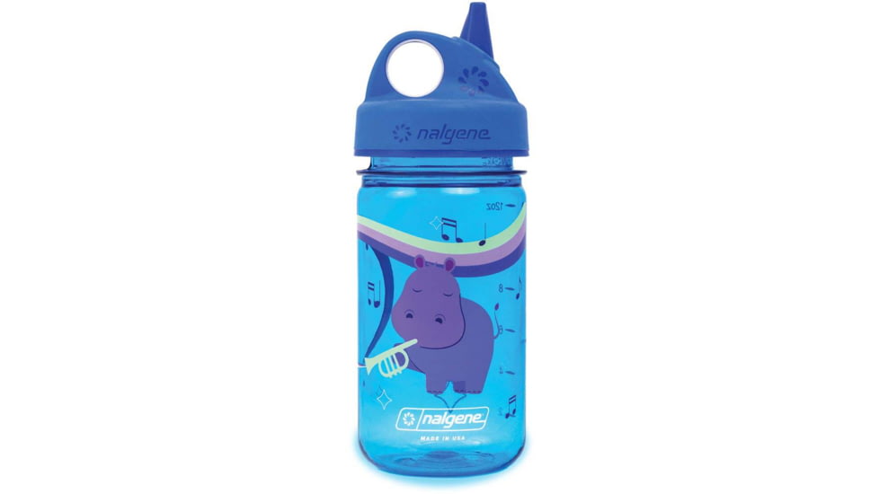 Nalgene Kids Grip-N-Gulp Sustain Water Bottle, 12 oz, Musical Hippo, 12oz, 2182-5712