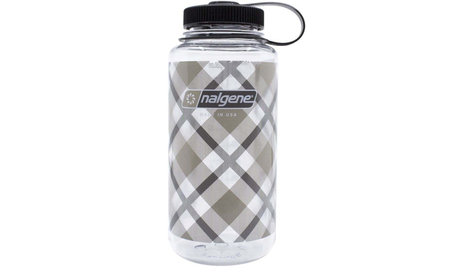 Nalgene Limited Edition Wide Mouth Water Bottle, 1 Quart, Beige Plaid, 682020-0133