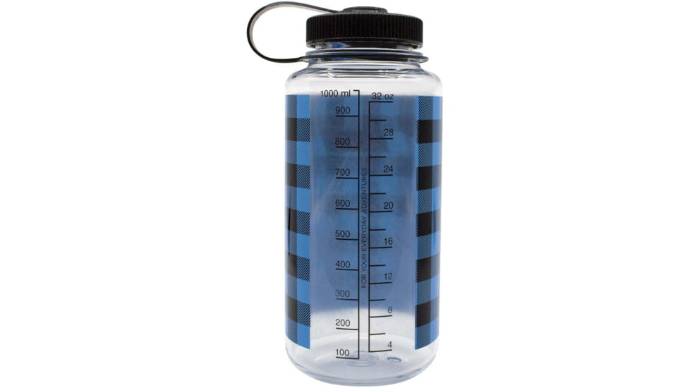 Nalgene Limited Edition Wide Mouth Water Bottle, 1 Quart, Blue Plaid, 682020-0131