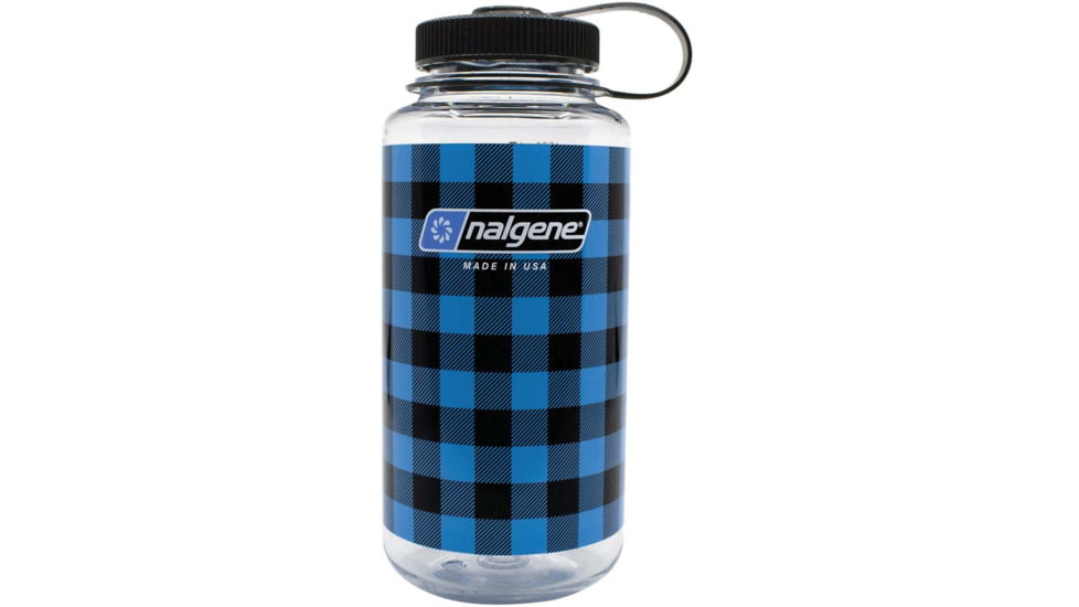 Nalgene Limited Edition Wide Mouth Water Bottle, 1 Quart, Blue Plaid, 682020-0131