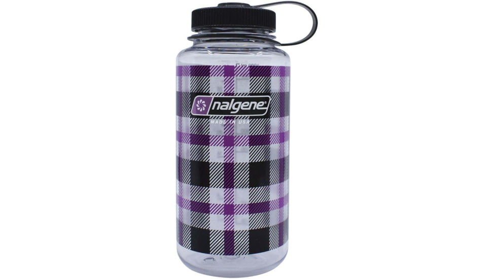 Nalgene Limited Edition Wide Mouth Water Bottle, 1 Quart, Purple Plaid, 682020-0132